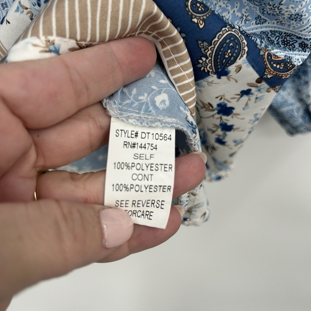 Davi & Dani Boho Patchwork Tunic Top Size L  Paisley Floral Cottagecore‎ Hippie - Picture 6 of 9